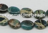 CAT5011 15.5 inches 10*14mm oval natural aqua terra jasper beads