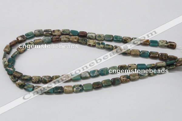 CAT5014 15.5 inches 8*10mm rectangle natural aqua terra jasper beads