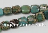 CAT5018 15.5 inches 10*10mm square natural aqua terra jasper beads