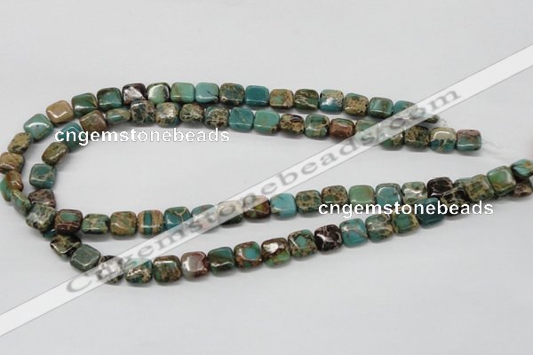 CAT5018 15.5 inches 10*10mm square natural aqua terra jasper beads