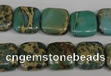 CAT5025 15.5 inches 14*14mm square natural aqua terra jasper beads