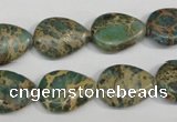 CAT5029 15.5 inches 13*18mm flat teardrop natural aqua terra jasper beads