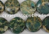 CAT5031 15.5 inches 20mm flat round natural aqua terra jasper beads