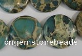 CAT5032 15.5 inches 22mm flat round natural aqua terra jasper beads