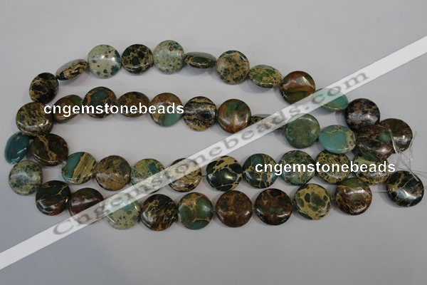 CAT5034 15.5 inches 18mm flat round natural aqua terra jasper beads