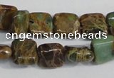 CAT5037 15.5 inches 6*6mm square natural aqua terra jasper beads