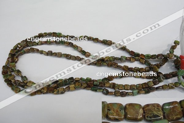 CAT5037 15.5 inches 6*6mm square natural aqua terra jasper beads