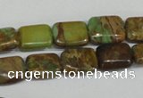 CAT5039 15.5 inches 6*8mm rectangle natural aqua terra jasper beads