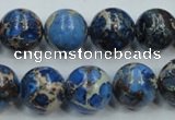 CAT51 15.5 inches 14mm round dyed natural aqua terra jasper beads