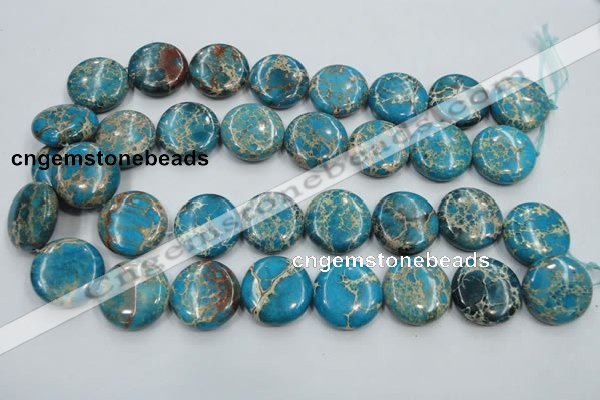 CAT65 15.5 inches 25mm flat round dyed natural aqua terra jasper beads