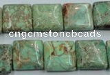 CAT68 15.5 inches 16*16mm square dyed natural aqua terra jasper beads