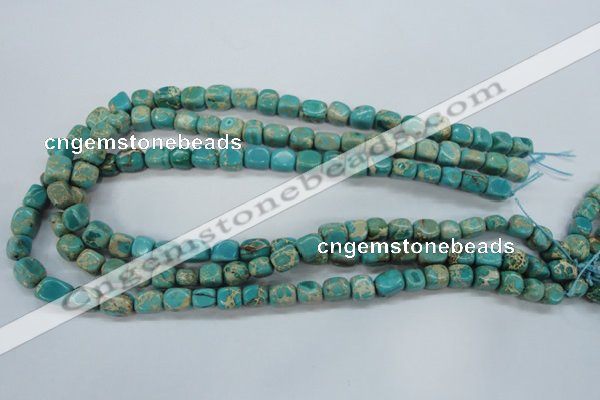 CAT78 15.5 inches 7*9mm nuggets dyed natural aqua terra jasper beads