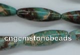 CAT80 15.5 inches 10*30mm rice dyed natural aqua terra jasper beads