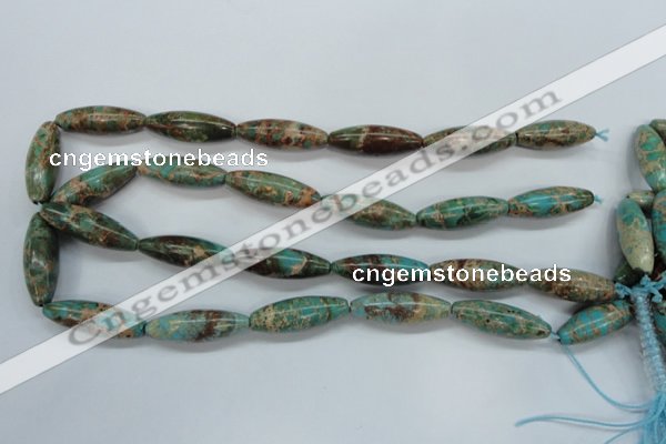 CAT80 15.5 inches 10*30mm rice dyed natural aqua terra jasper beads