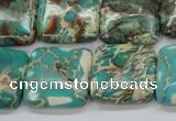 CAT90 15.5 inches 20*20mm square dyed natural aqua terra jasper beads