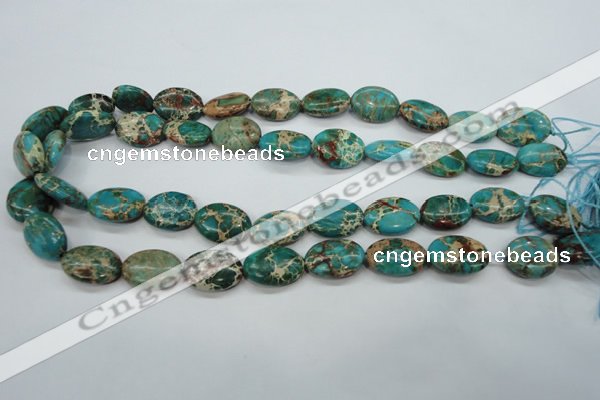 CAT98 15.5 inches 13*18mm oval dyed natural aqua terra jasper beads