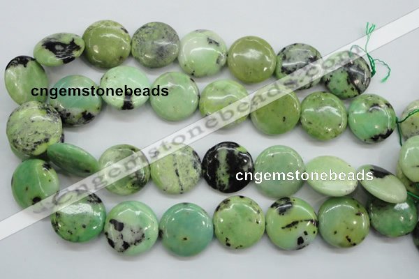 CAU203 15.5 inches 25mm flat round Australia chrysoprase beads