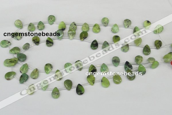 CAU42 10*14mm top-drilled flat teardrop australia chrysoprase beads