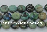 CAZ05 15.5 inches 10mm flat round natural azurite gemstone beads