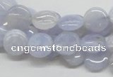 CBC12 15.5 inches 12mm flat round blue chalcedony beads wholesale