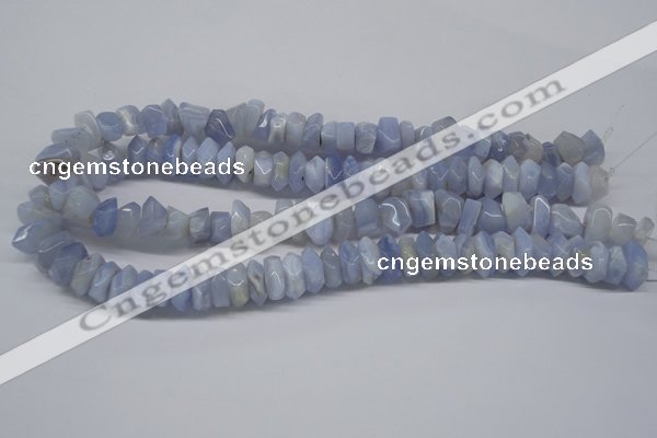 CBC32 15.5 inches 6*13mm faceted nuggets blue chalcedony beads