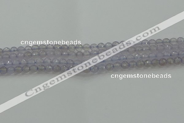 CBC435 15.5 inches 6mm faceted round purple chalcedony beads