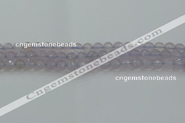 CBC436 15.5 inches 8mm faceted round purple chalcedony beads