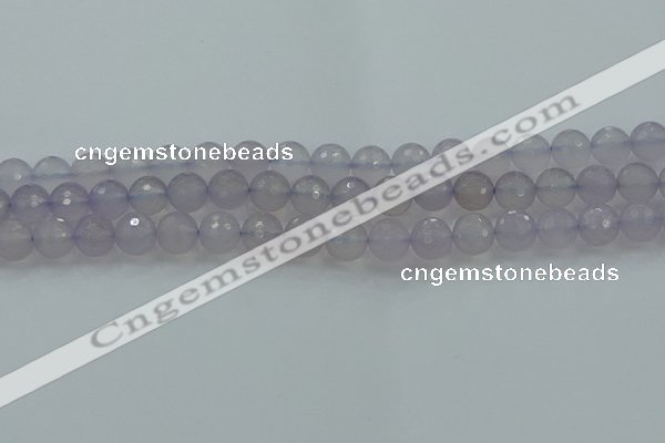 CBC437 15.5 inches 10mm faceted round purple chalcedony beads