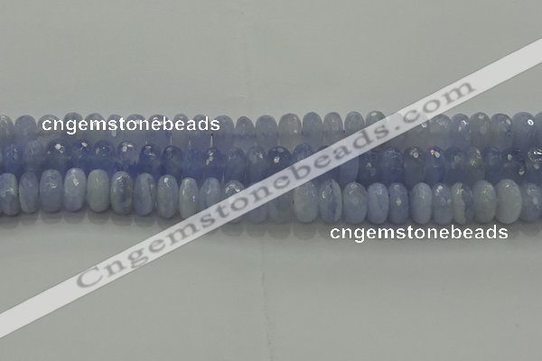 CBC448 15.5 inches 7*12mm faceted rondelle blue chalcedony beads