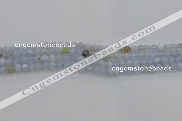 CBC460 15.5 inches 4mm round blue chalcedony gemstone beads