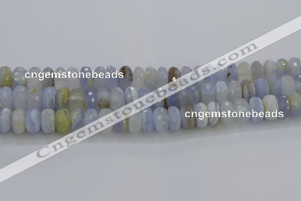 CBC467 15.5 inches 7*12mm faceted rondelle blue chalcedony beads