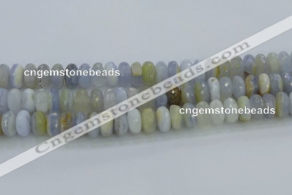 CBC468 15.5 inches 8*14mm faceted rondelle blue chalcedony beads