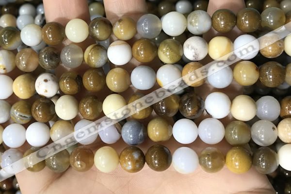 CBC802 15.5 inches 8mm round natural polka dot chalcedony beads