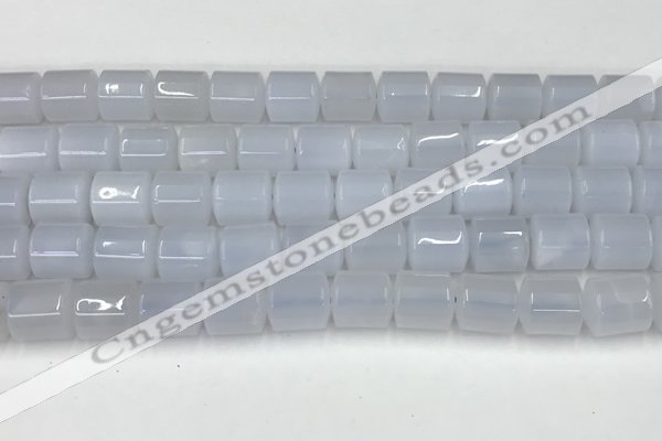 CBC822 15.5 inches 10*11mm tube blue chalcedony gemstone beads