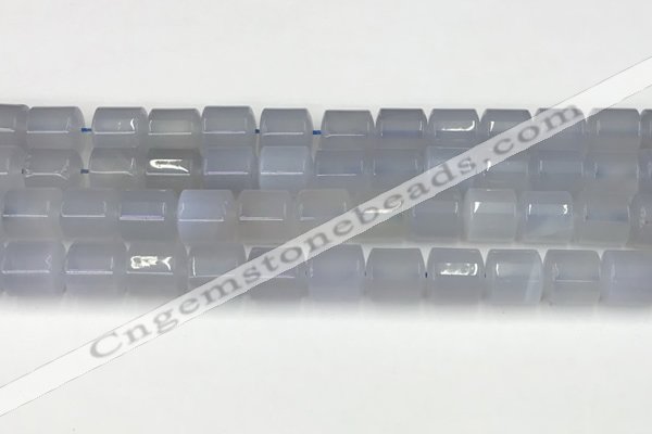 CBC825 15.5 inches 10*11mm tube blue chalcedony gemstone beads