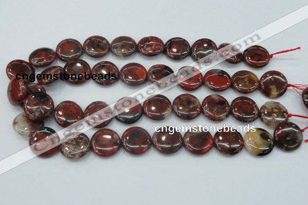 CBD06 15.5 inches 20mm flat round brecciated jasper gemstone beads