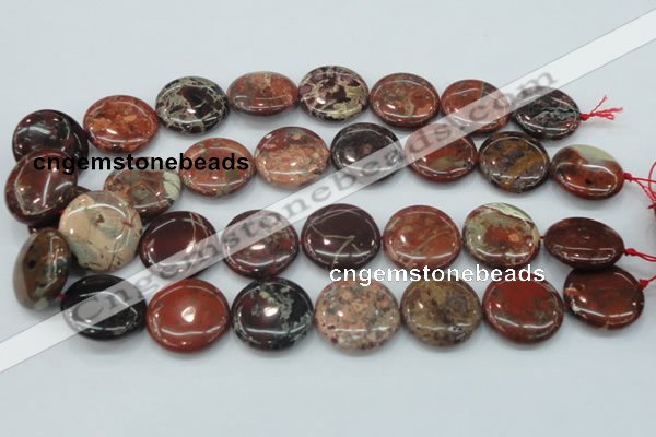 CBD07 15.5 inches 25mm flat round brecciated jasper gemstone beads