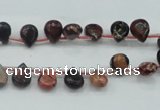 CBD15 6*8mm top-drilled teardrop brecciated jasper gemstone beads