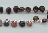 CBD15 6*8mm top-drilled teardrop brecciated jasper gemstone beads