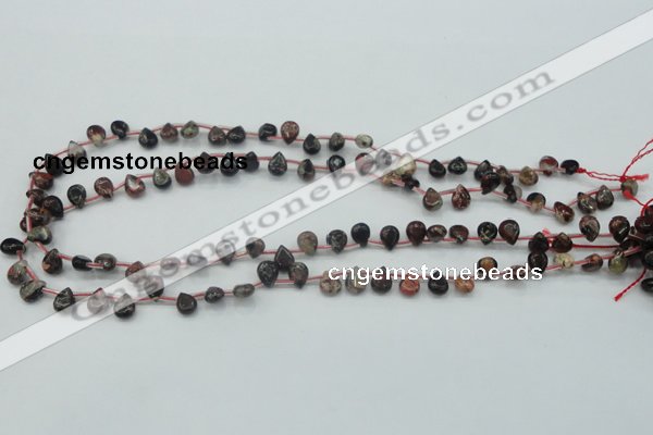 CBD15 6*8mm top-drilled teardrop brecciated jasper gemstone beads