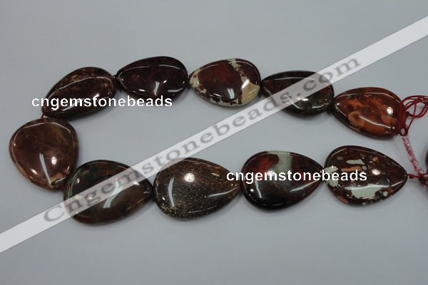 CBD35 15.5 inches 30*40mm flat teardrop brecciated jasper gemstone beads