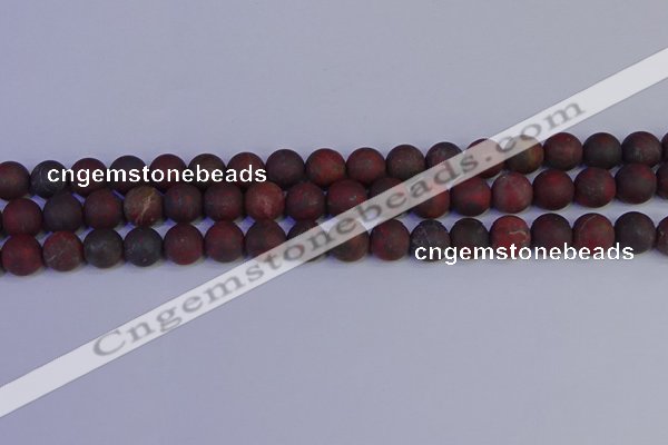 CBD363 15.5 inches 10mm round matte poppy jasper beads wholesale