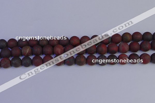 CBD364 15.5 inches 12mm round matte poppy jasper beads wholesale