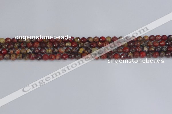 CBD368 15.5 inches 4mm faceted round brecciated jasper beads