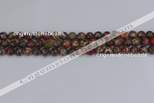 CBD370 15.5 inches 8mm faceted round brecciated jasper beads