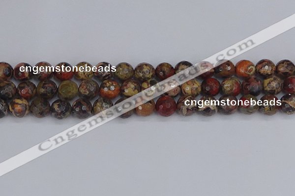 CBD371 15.5 inches 10mm faceted round brecciated jasper beads