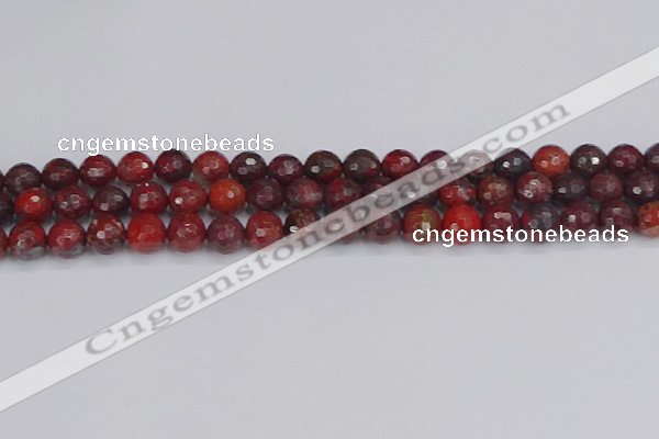 CBD377 15.5 inches 8mm faceted round poppy jasper beads