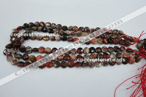 CBD45 15.5 inches 10mm faceted coin brecciated jasper gemstone beads