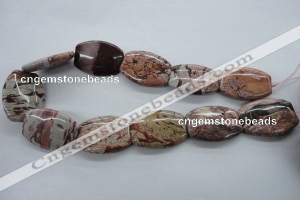 CBD75 15.5 inches 25*35mm flat drum brecciated jasper gemstone beads