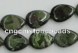 CBG09 15.5 inches 13*18mm flat teardrop bronze green gemstone beads